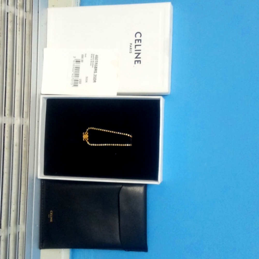 CELINE GOLD SPARKLE NECKLACE BRASS&STRASS - Picture 5 of 7